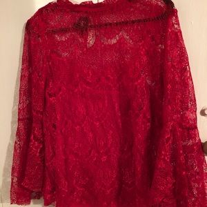 Red lace blouse with cami underneath
